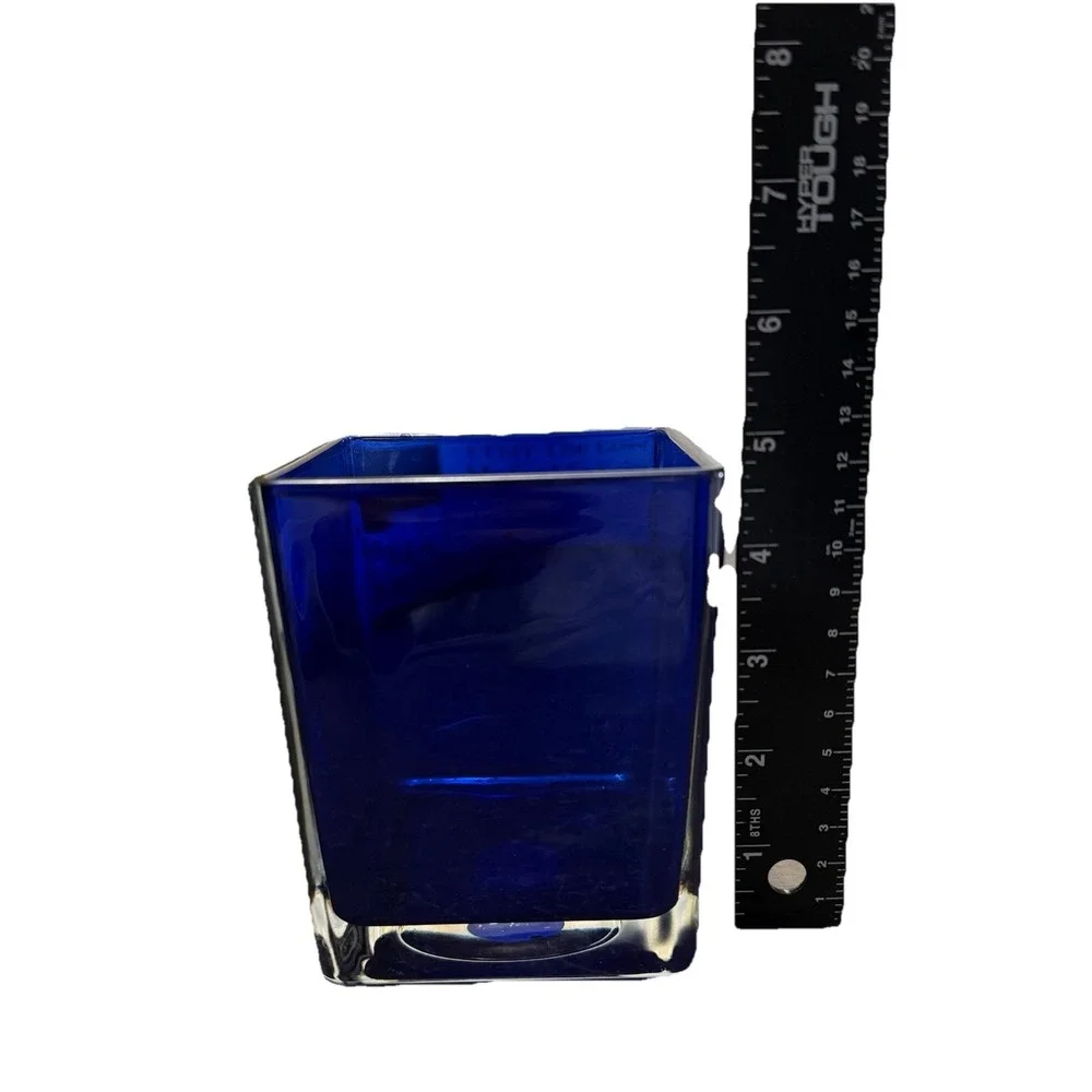 Teleflora Cobalt Blue Square Glass Vase Made in Poland Floral Gift Vase Vintage‎